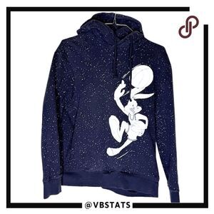 Tailgate Men's Reflective Space Jam Bugs Bunny Speckled Hoodie Navy White Medium